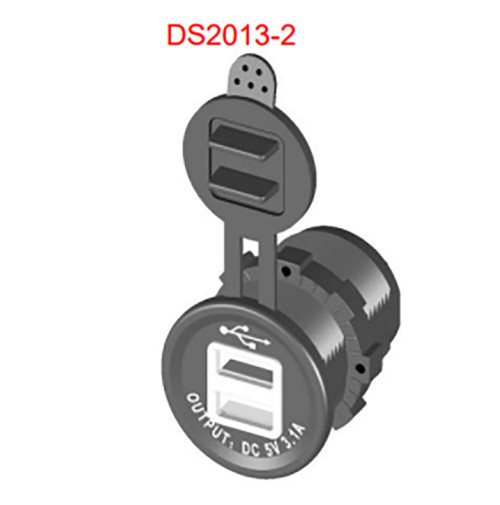 Dual Port USB Socket - 12-24V - DS2013-2 - ASM